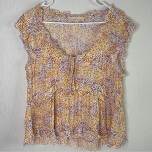 Kingston Grey Multi Color Floral Sleeveless VEE Neck Top/Blouse Size XL